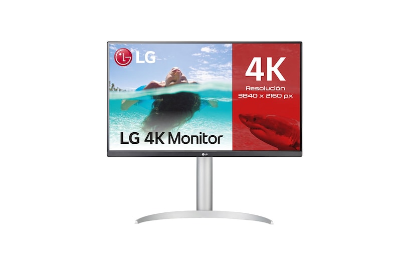 LG Monitor para creadores LG 4K UHD (Panel IPS: 3840x2160, 400nit, 1200:1, HDR10, DCI-P3 >95%); diag. 68,4cm; entradas: HDMI x2, DP x1, USB-C™ x1, USB-A x2; Regulable en inclinación, altura y pivote, 27UP850N-W