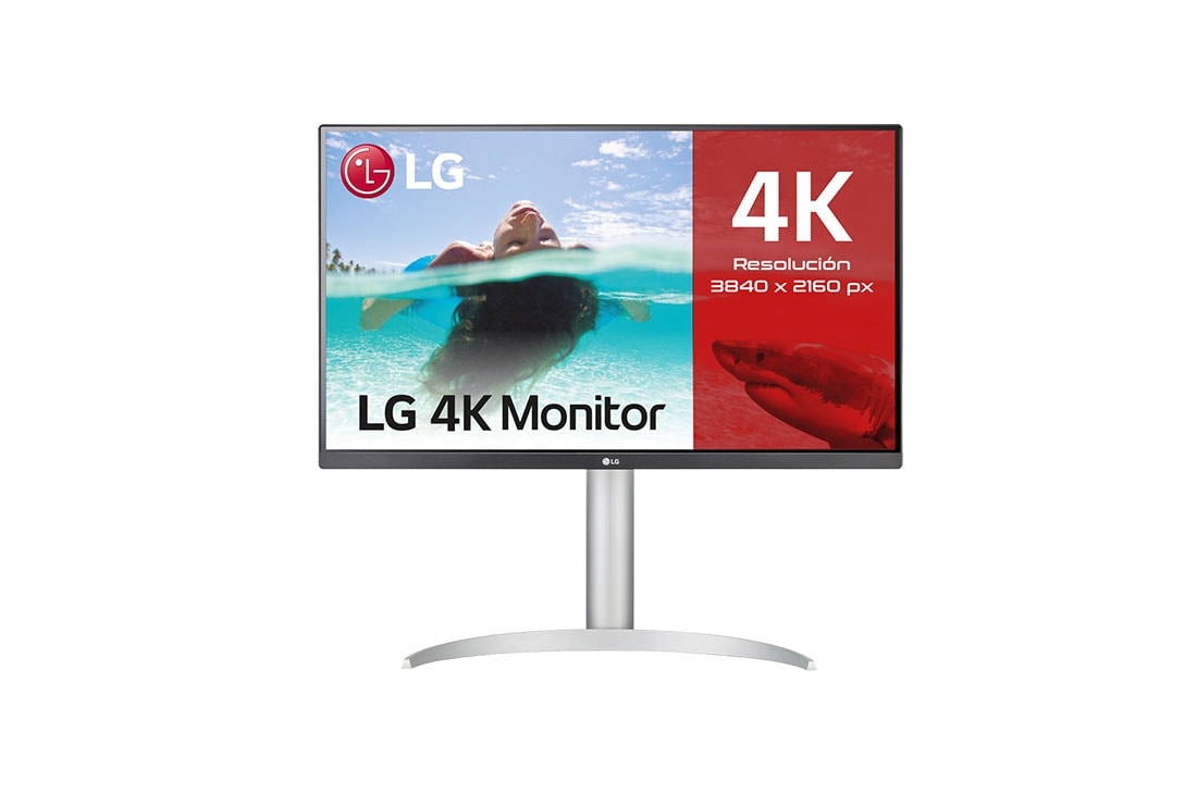 LG Monitor para creadores LG 4K UHD (Panel IPS: 3840x2160, 400nit, 1200:1, HDR10, DCI-P3 >95%); diag. 68,4cm; entradas: HDMI x2, DP x1, USB-C™ x1, USB-A x2; Regulable en inclinación, altura y pivote, 27UP85NP-W