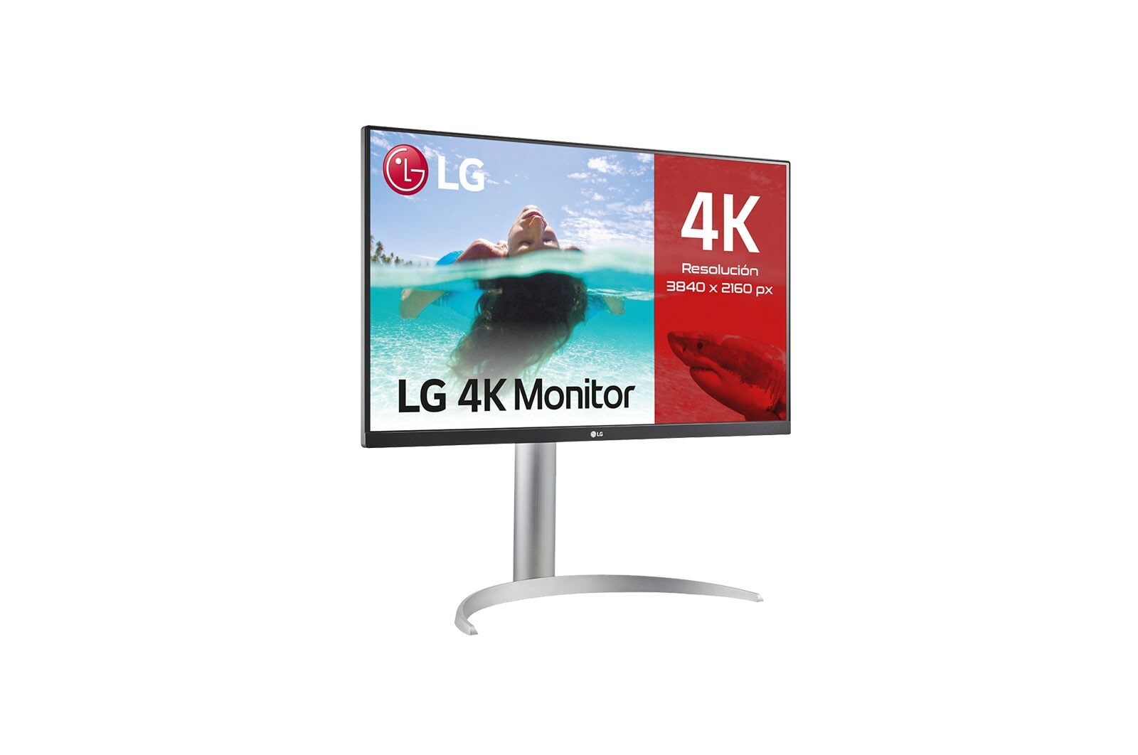LG Monitor para creadores LG 4K UHD (Panel IPS: 3840x2160, 400nit, 1200:1, HDR10, DCI-P3 >95%); diag. 68,4cm; entradas: HDMI x2, DP x1, USB-C™ x1, USB-A x2; Regulable en inclinación, altura y pivote, 27UP85NP-W