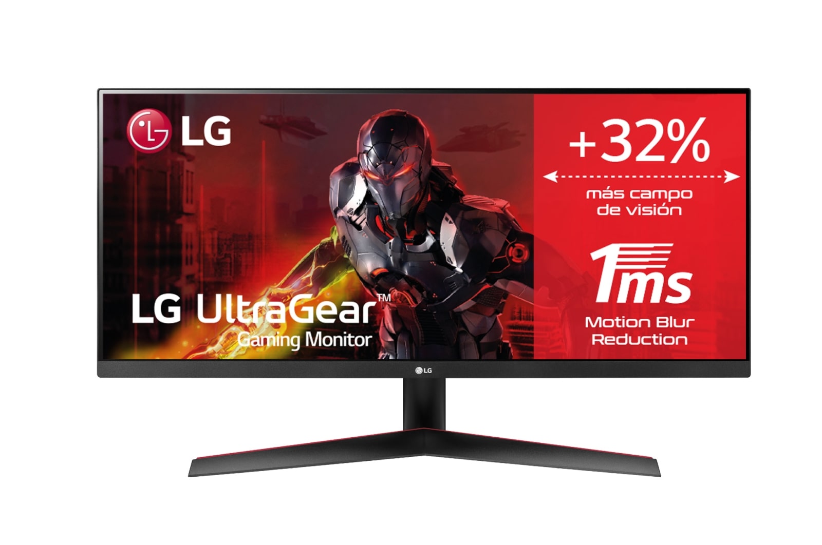 LG Monitor Gaming LG UltraGear (Panel IPS: 2560x1080p, 21:9, 250 cd/m², 1000:1, 5ms “1ms con MBR”); entradas: DP x1, HDMI x1; AMD FreeSync™, 29WP60G-B