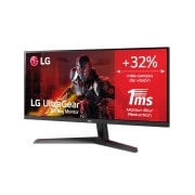 LG Monitor Gaming LG UltraGear (Panel IPS: 2560x1080p, 21:9, 250 cd/m², 1000:1, 5ms “1ms con MBR”); entradas: DP x1, HDMI x1; AMD FreeSync™, 29WP60G-B