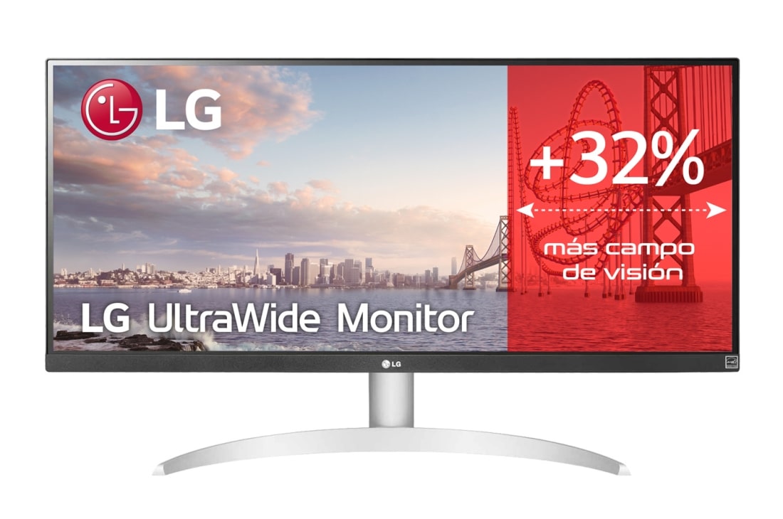 LG Monitor Ultrapanorámico 21:9 LG UltraWide (Panel IPS: 2560x1080, 300cd/m², 1000:1, sRGB>99%); diag. 73cm; entr.: HDMIx1; DPx1; Altavoces estéreo de 7W con tecnología MaxxAudio®, 29WQ600-W