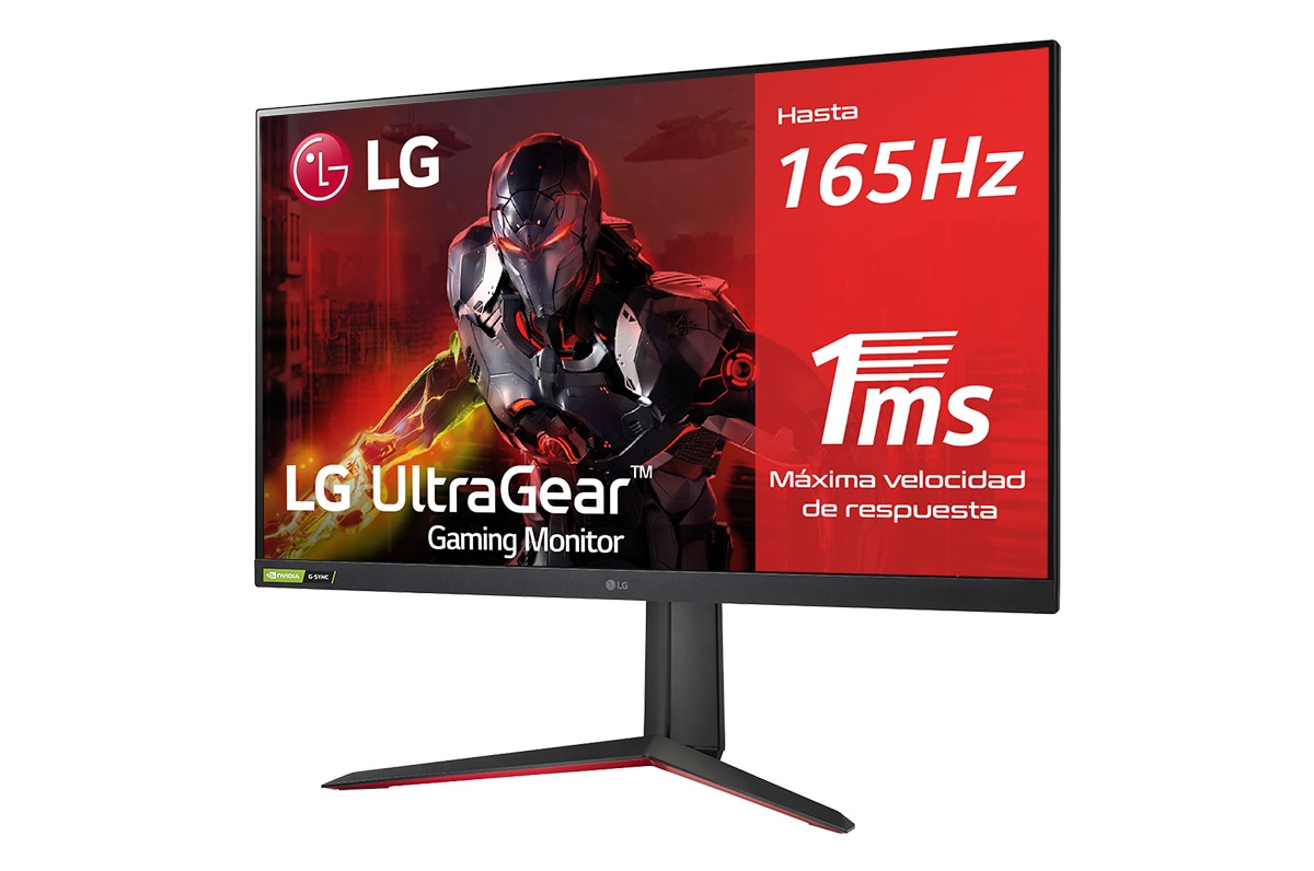 LG 32GP850-B - Monitor gaming LG UltraGear (2560x1440p, 350cd/m², 1000:1, 1ms, 165Hz, DCI-P3 98%); diag. 80cm; entradas: HDMI x2, DP x1, USB-A x3; NVIDIA G-Sync™ Compatible, FreeSync™ Premium., 32GP850-B