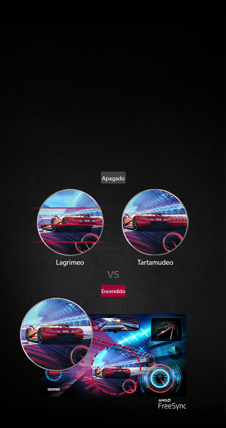 pantalla desgarradora y tartamudeante sin FreeSync Versus pantalla clara con AMD FreeSync™