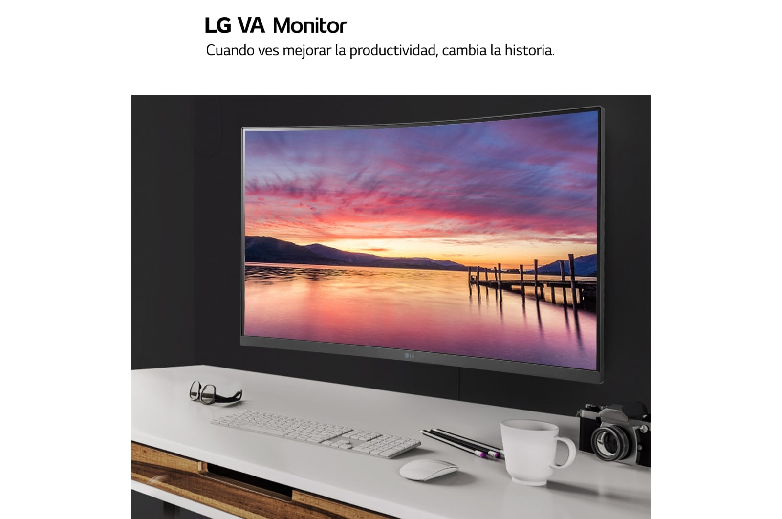 LG Monitor LG Panel VA: 1920 x 1080, 250 cd/m², 3000:1, diag. FreeSync. Entrdas: 2xHDMI1.4, 1xD-Sub, VESA 100 x 100 mm, 32MR50C-B