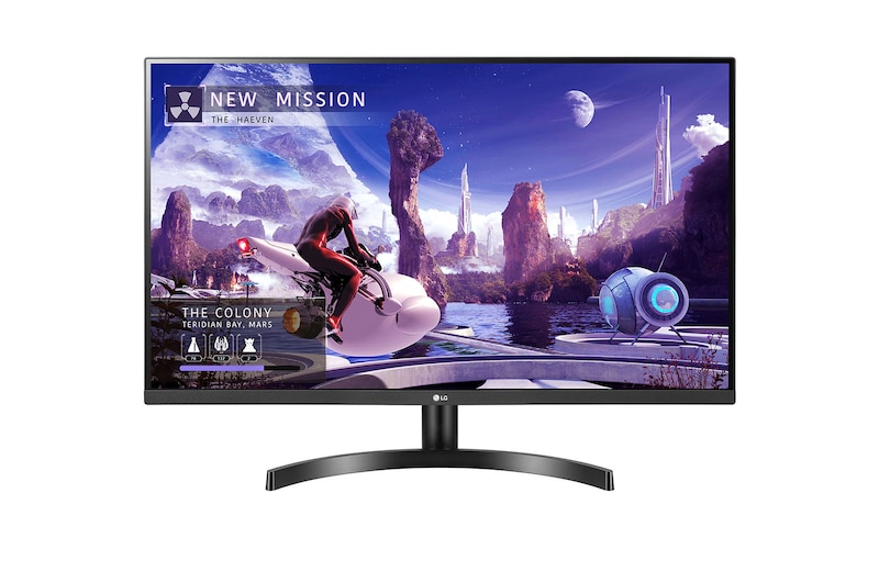 LG 32QN600-B - Monitor QHD (Panel IPS: 2560 x 1440p, 16:9, 350cd/m², 1000:1, sRGB >99, 75Hz, 5ms); diag. 80cm; entradas: HDMI x2, DP x1; marcos ultrafinos, 32QN600-B