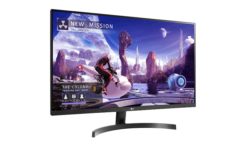 LG 32QN600-B - Monitor QHD (Panel IPS: 2560 x 1440p, 16:9, 350cd/m², 1000:1, sRGB >99, 75Hz, 5ms); diag. 80cm; entradas: HDMI x2, DP x1; marcos ultrafinos, 32QN600-B