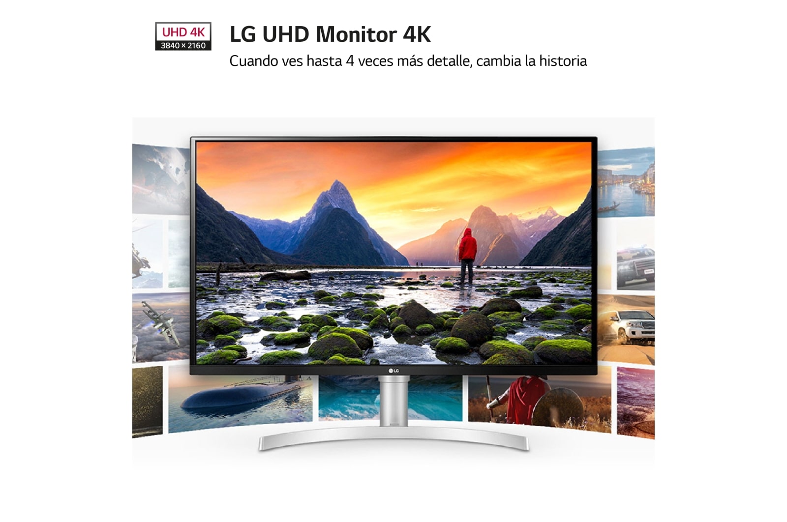LG 32UN650-B -Monitor 4K UHD LG UltraFine™ (Panel IPS: 3840 x 2160p, 16:9 curvo, 350cd/m², 3000:1, sRGB >95%, 60Hz, 5ms); diag. 80cm; entradas: HDMI x2, DP x1; altavoces 5W ; marcos ultrafinos, G, 32UN650-W