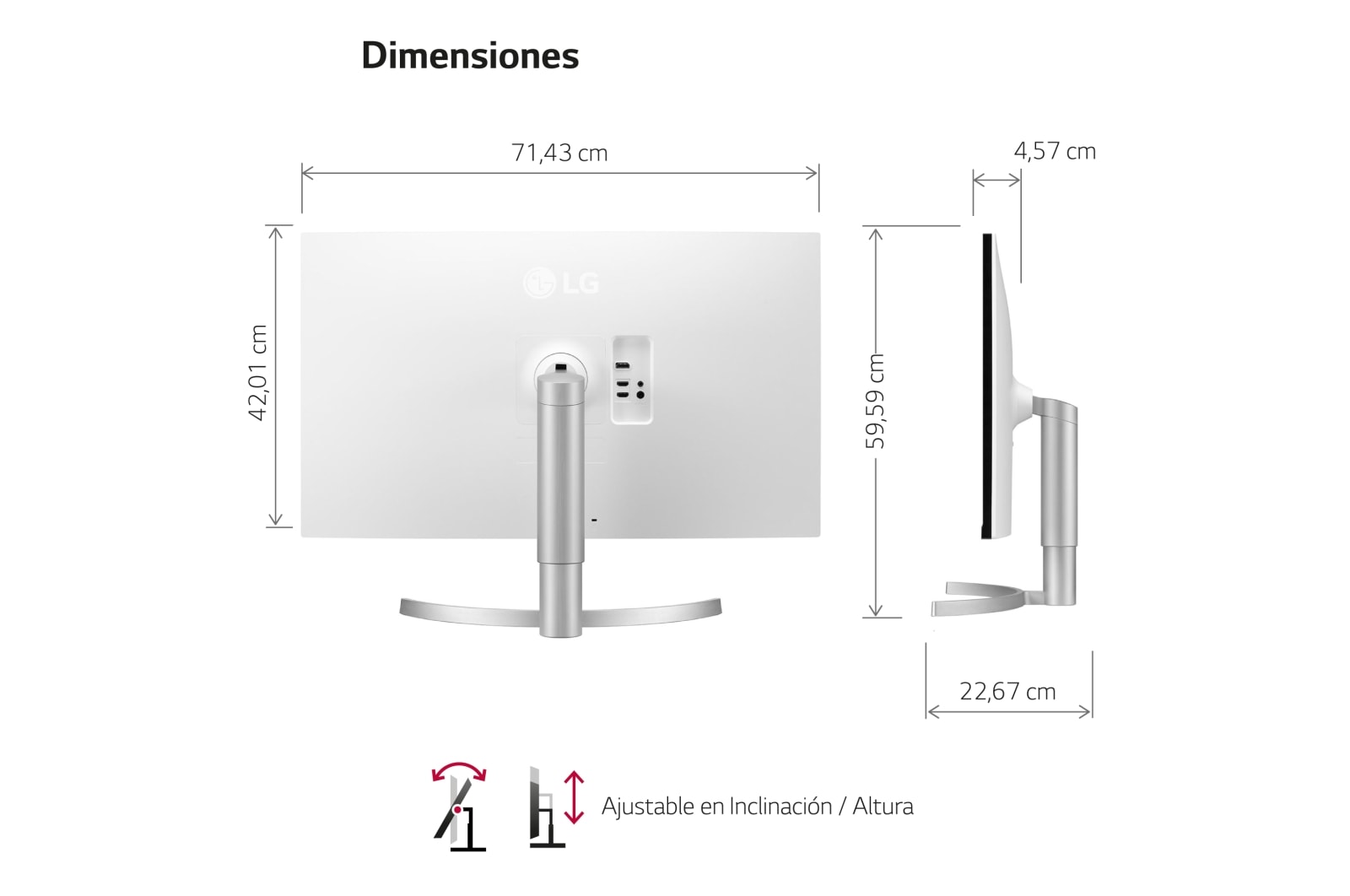 LG 32UN650-B -Monitor 4K UHD LG UltraFine™ (Panel IPS: 3840 x 2160p, 16:9 curvo, 350cd/m², 3000:1, sRGB >95%, 60Hz, 5ms); diag. 80cm; entradas: HDMI x2, DP x1; altavoces 5W ; marcos ultrafinos, G, 32UN650-W