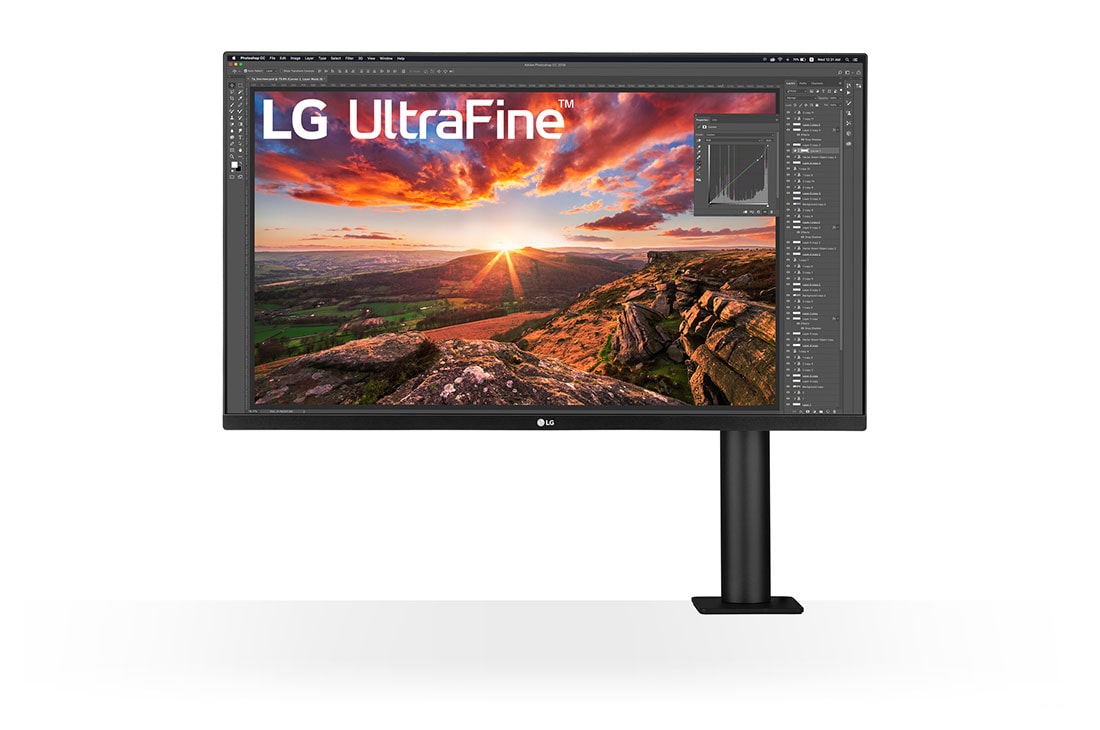 LG Monitor 4K UHD LG Ergo™ (Panel IPS: 3840 x 2160p, 16:9, 350cd/m², 1000:1, DCI-P3 >95%, 60Hz, 5ms); diag. 80cm; entradas: HDMI x2, DP x1, USB-A x2, USB-C x1 (P.D. 60W); altavoces 5W ; marcos ultrafinos, G, 32UN880P-B
