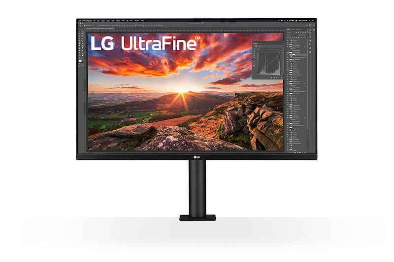 LG Monitor 4K UHD LG Ergo™ (Panel IPS: 3840 x 2160p, 16:9, 350cd/m², 1000:1, DCI-P3 >95%, 60Hz, 5ms); diag. 80cm; entradas: HDMI x2, DP x1, USB-A x2, USB-C x1 (P.D. 60W); altavoces 5W ; marcos ultrafinos, G, 32UN880P-B