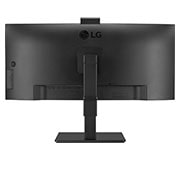 LG Monitor Ultrawide (Panel IPS: 3440 x 1440p, 21:9, Curvo 3800R , 300cd/m², 1000:1, sRGB >99%, 60Hz, 5ms); diag. 86,42cm, entradas: HDMI x2, DP x1, USB-C (90W) x1, USB-A x4, Salida auriculares + Micrófono; Webcam, HDR10, 2PBP, +Superesolution, Soporte VESA 100x100, 34BQ77QC-B