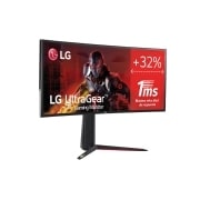 LG Monitor Gaming LG UltraGear (Panel NanoIPS: 3440x1440P, 400nit, 1000:1, DCI-P3>98%, 1ms); diag. 86,7cm; entr.: HDMIx2, DPx1, USB-Ax3; AMD Freesync Premium & G-Sync Compatible, G, 34GN850P-B