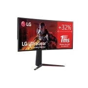 LG Monitor Gaming LG UltraGear (Panel NanoIPS: 3440x1440P, 400nit, 1000:1, DCI-P3>98%, 1ms); diag. 86,7cm; entr.: HDMIx2, DPx1, USB-Ax3; AMD Freesync Premium & G-Sync Compatible, G, 34GN850W-B