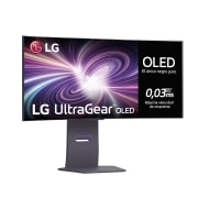 LG Monitor OLED UltraGear curvo 800R en formato 21:9, 3440 x 1440, WQHD, 240 Hz, 0,03 ms, DisplayHDR True Black 400R,  AMD FreeSync, 34GS95QE-B