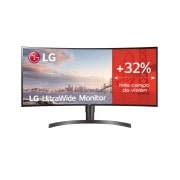 LG 34WN80C - Monitor Ultrapanoramico 21:9 LG UltraWide (Panel IPS: 3440x1440, 300cd/m², 1000:1, sRGB>99%, curvo); diag. 86,72cm; entr.: HDMIx2, DPx1, USB-Cx1, USB-Ax2; ajust. en altura e inclinación., 34WN80C-B