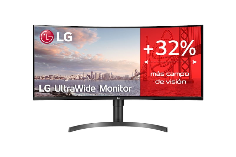 LG 35WN75C-B - Monitor Ultrapanorámico 21:9 LG UltraWide (Panel VA: 3440x1440, 300cd/m², 2500:1, sRGB>99%, curvo); diag. 88,9cm; entr.: HDMIx2, DPx1, USB-Cx1, USB-Ax2; HDR10; altavoces 2x7W; Ajust. en altura e inclinación., 35WN75C-B