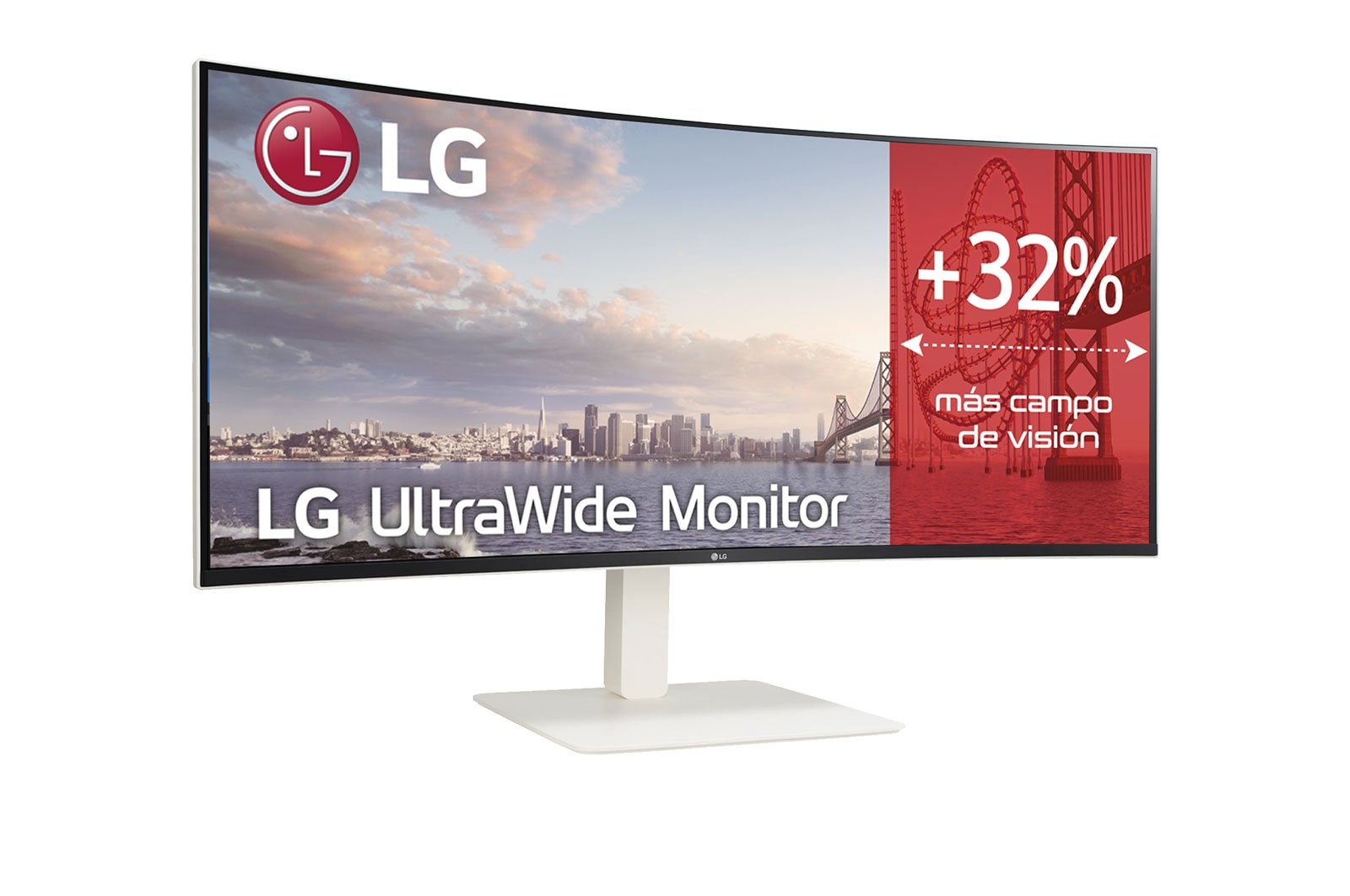 LG Monitor Ultrapanorámico 21:9 LG UltraWide WQHD+, IPS, diag. 95,2cm, curvo 2300R, HDMI 2.1, Display Port, USB-C, altavoces, altura, inclinación y giro., 38WR85QC-W