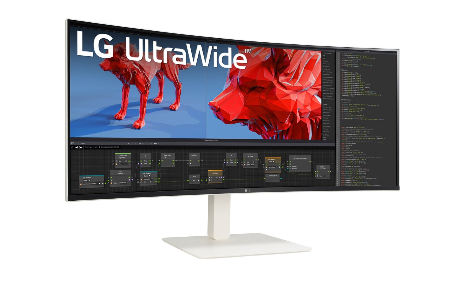 LG Monitor Ultrapanorámico 21:9 LG UltraWide WQHD+, IPS, diag. 95,2cm, curvo 2300R, HDMI 2.1, Display Port, USB-C, altavoces, altura, inclinación y giro., 38WR85QC-W