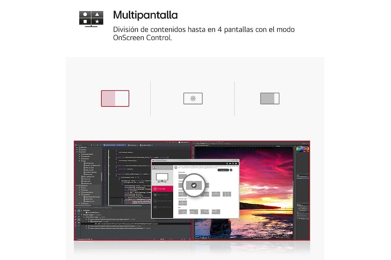 LG Monitor Ultrapanorámico 21:9 LG UltraWide WQHD+, IPS, diag. 95,2cm, curvo 2300R, HDMI 2.1, Display Port, USB-C, altavoces, altura, inclinación y giro., 38WR85QC-W
