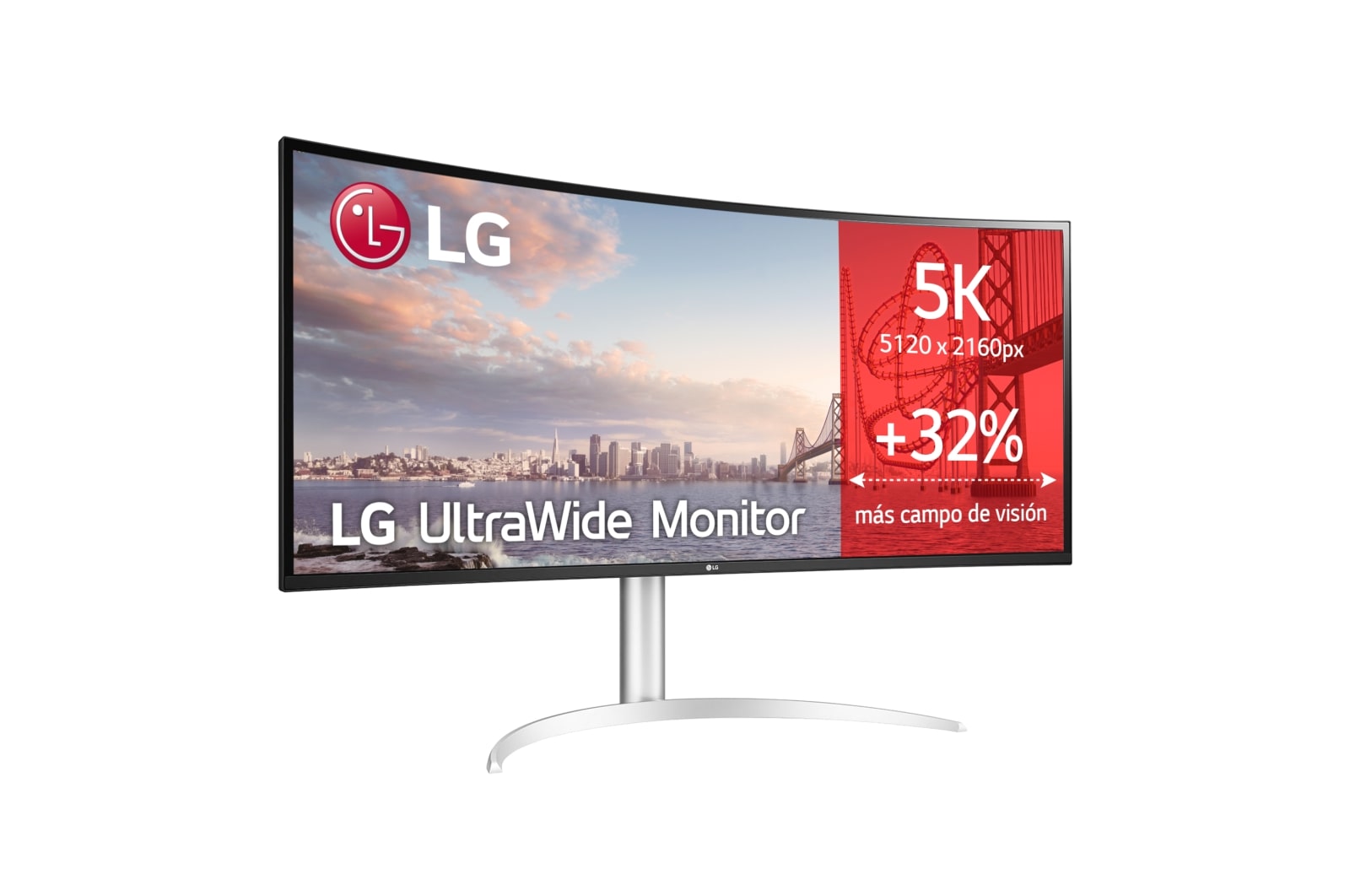 LG Monitor Ultrapanorámico 21:9 LG UltraWide™ (Panel Nano IPS: 5120x2160, 300cd/m², 1000:1, DCI-P3>98%, curvo);entr.: HDMIx2, DPx1, USB-Cx1, USB-Ax2; HDR10; Daisy Chain; Modo PBP; altavoces 2x10W; Ajust. en altura e inclinación. Blanco., 40WP95CP-W