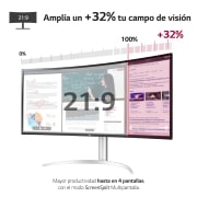 LG Monitor Ultrapanorámico 21:9 LG UltraWide™ (Panel Nano IPS: 5120x2160, 300cd/m², 1000:1, DCI-P3>98%, curvo);entr.: HDMIx2, DPx1, USB-Cx1, USB-Ax2; HDR10; Daisy Chain; Modo PBP; altavoces 2x10W; Ajust. en altura e inclinación. Blanco., 40WP95CP-W