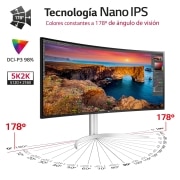 LG Monitor Ultrapanorámico 21:9 LG UltraWide™ (Panel Nano IPS: 5120x2160, 300cd/m², 1000:1, DCI-P3>98%, curvo);entr.: HDMIx2, DPx1, USB-Cx1, USB-Ax2; HDR10; Daisy Chain; Modo PBP; altavoces 2x10W; Ajust. en altura e inclinación. Blanco., 40WP95CP-W