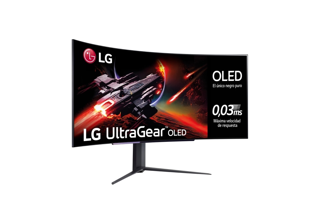 LG Monitor gaming LG UltraGear (OLED: 3440x1400, 21:9, 200cd/m², 1.5M:1, 0.03ms, 240Hz, DCI-P3>90%, HDR10); diag. 113cm; entr.: HDMI 2.1 x2, DPx1, USB-Ax3; NVIDIA G-Sync™ Compatible, AMD FreeSync™ Premium, Hexagon Lighting, 45GR95QE-B