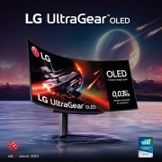 LG Monitor gaming LG UltraGear (OLED: 3440x1400, 21:9, 200cd/m², 1.5M:1, 0.03ms, 240Hz, DCI-P3>90%, HDR10); diag. 113cm; entr.: HDMI 2.1 x2, DPx1, USB-Ax3; NVIDIA G-Sync™ Compatible, AMD FreeSync™ Premium, Hexagon Lighting, 45GR95QE-B