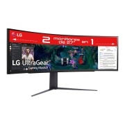 LG Monitor gaming LG UltraGear (VA: 5120 x 1440, 32:9, 450cd/m², 2500:1, 1ms, 240Hz, DCI-P3>90%, HDR10); diag. 123.8cm; entr.: HDMI 2.1 x2, DPx1, USB-Ax3; AMD FreeSync™ Premium,Hexagon Lighting., 49GR85DC-B