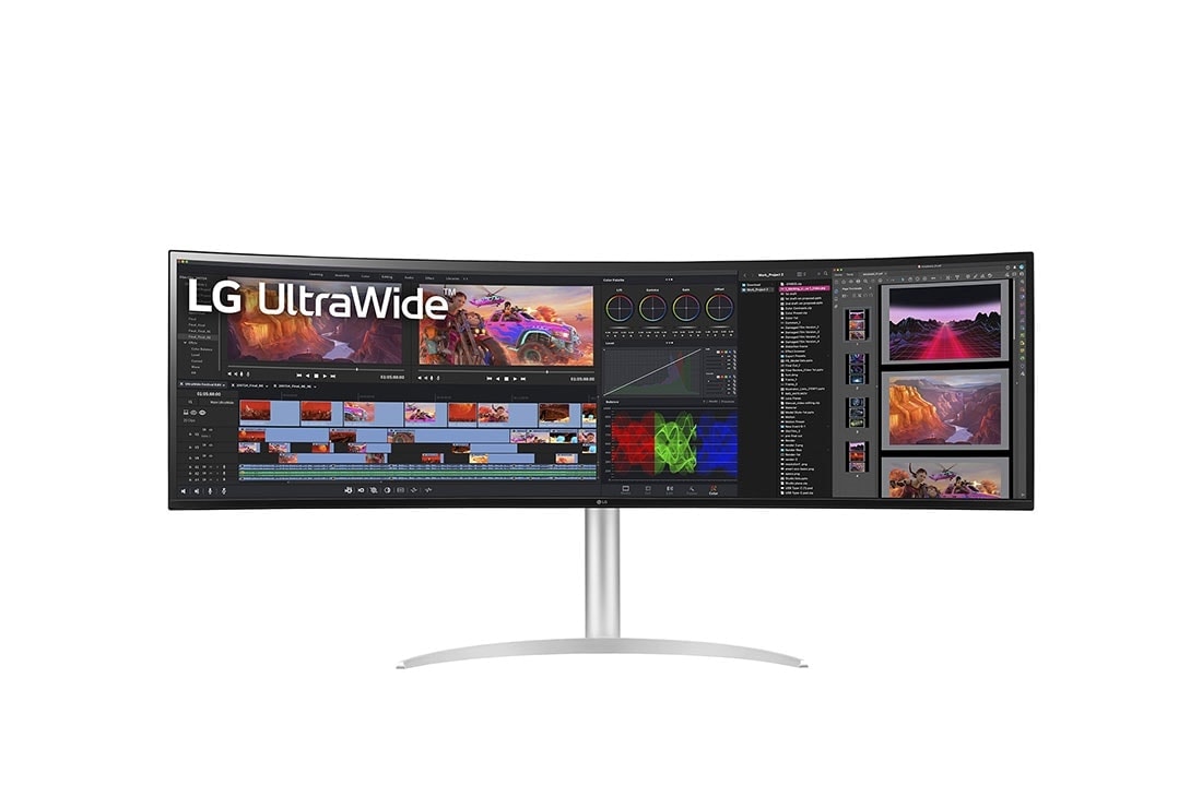 LG 49WQ95C-W - Monitor Ultrapanoramico 32:9 LG UltraWide (Panel Nano IPS: 5120x1440, 32:9, 400cd/m², 1000:1, DCI-P3 >98%, curvo); diag. 124,5cm; entr,: HDMIx2, DPx1, USB-Cx1, USB-Ax3; altavoces 2x10W; Ajust. en altura e inclinación y giratorio., 49WQ95C-W