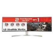 LG 49WL95C-W - Monitor Ultrapanoramico 21:9 LG UltraWide (Panel IPS: 5120x1440, 32:9, 350cd/m², 1000:1, sRGB >99%, curvo); diag. 124,5cm; entr,: HDMIx2, DPx1, USB-Cx1, USB-Ax4; altavoces 2x10W; Ajust. en altura e inclinación y giratorio., 49WL95C-WE