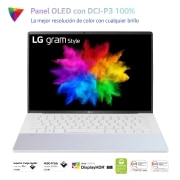 LG gram Style 14Z90RS/ i7/ Windows 11 Home/ 32GB/ 512GB SSD/  OLED/ Acabado nacarado/ 1Kg/ 15h, 14Z90RS-GAD74B