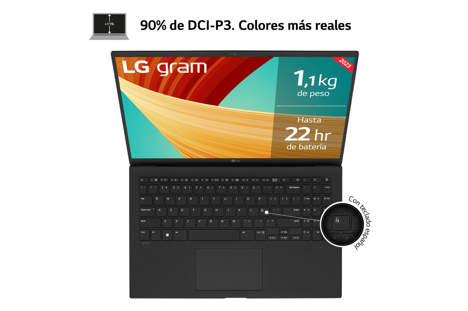 LG gram 15ZD90R/i7/ 16GB/ 512GB SSD/ 1,14Kg/ 22h / Sin Sistema Operativo, 15ZD90R-G.AX75B