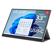 LG gram +view – Pantalla Dual Portátil 32:10 (16” WQXGA 16:10 (2560 x 1600) Panel IPS, DCI-P3 99%, Antireflejos, Rotación Automática); USB Type-C™; Ultraligera de sólo 670g de peso., 16MQ70
