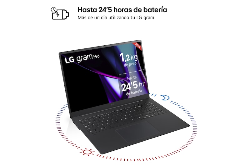 LG gram Pro de 16 pulgadas Laptop OLED Ligero de 32GB RAM Intel® Core™ Ultra 7 | Windows 11, 512GB SSD, 16Z90SP-K.AD75B
