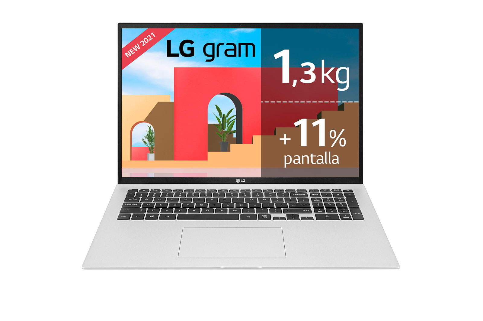 LG gram 17Z90P Windows 10 Home - Portátil ultraligero de 43,2cm (17'') WQXGA 16:10 IPS (1,3 Kg, autonomía 16,5h. Intel EvoTM i7 11ª gen., Iris Xe, 16GB RAM, 512GB SSD NVMe) Plata - Teclado Español, 17Z90P-G-AA77B