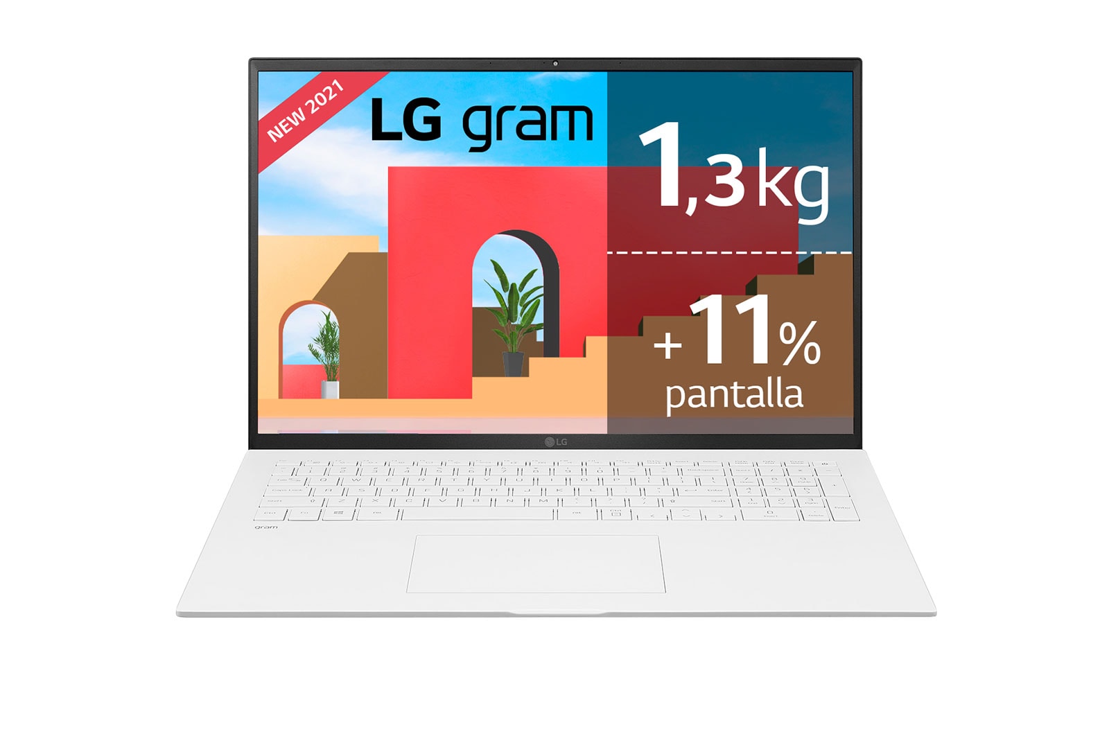 LG gram 17Z90P Windows 10 Home - Portátil ultraligero de 43,2cm (17") WQXGA 16:10 IPS (1,3 Kg, autonomía 15h, Intel EvoTM i7 11ª gen., Iris Xe, 16GB RAM, 1TB SSD NVMe) Blanco - Teclado Español, 17Z90P-G-AA79B