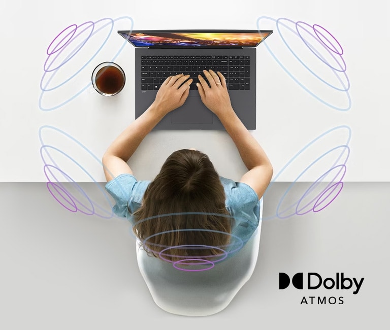 It shows that the sound from the gram speakers surrounds the space around the gram.