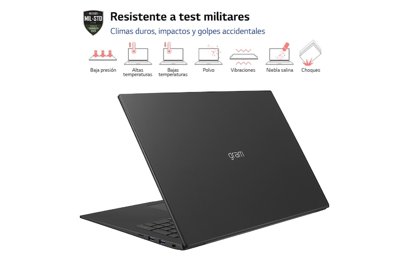 LG Portátil 17" LG gram 17Z90R, Windows 11 Home, Intel® Core™ i5 , 32 GB RAM , 1TB SSD, Panel IPS (2560*1600), Ligero, 1.450 g , 20 h, AI, Negro, 17Z90R-E.AD78B
