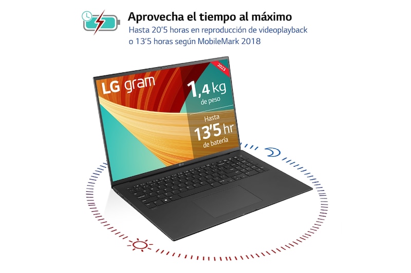 LG Portátil 17" LG gram 17Z90R, Windows 11 Home, Intel® Core™ i5 , 32 GB RAM , 1TB SSD, Panel IPS (2560*1600), Ligero, 1.450 g , 20 h, AI, Negro, 17Z90R-E.AD78B