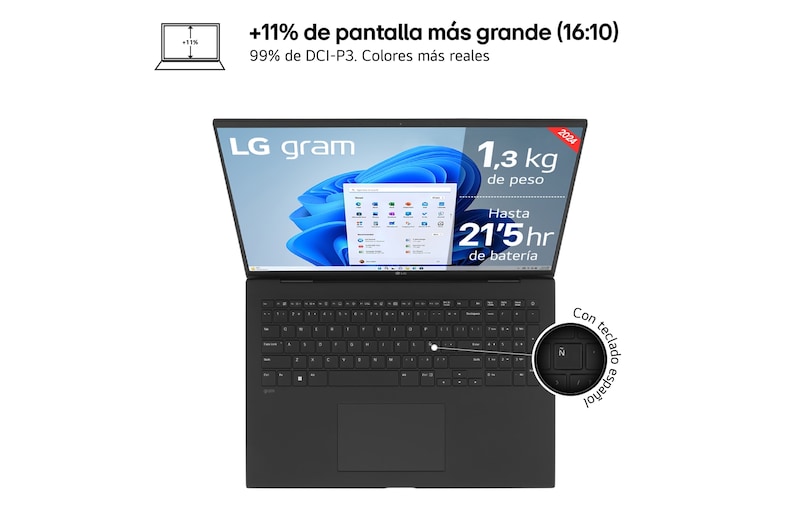 LG gram de 17 Inch Laptop Ligero de 32GB RAM Intel® Core™ Ultra 7 | Windows 11, Pantalla IPS Antirreflejo, 17Z90S-G.AD7BB