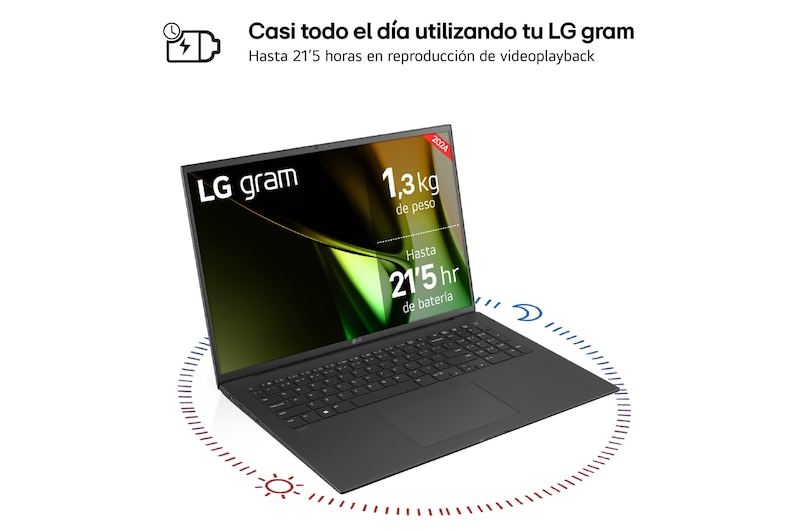 LG gram de 17 Inch Laptop Ligero de 32GB RAM Intel® Core™ Ultra 7 | Windows 11, Pantalla IPS Antirreflejo, 17Z90S-G.AD7BB