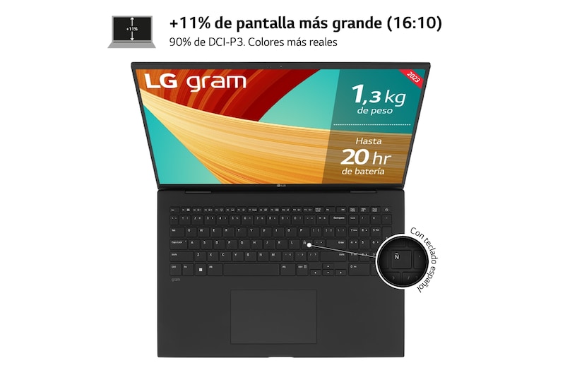LG gram de 17 pulgadas Laptop Ligero de 16GB RAM Intel® Core™ i7 | Windows 11, Pantalla IPS Antirreflejo, 17ZD90R-G.AX75B