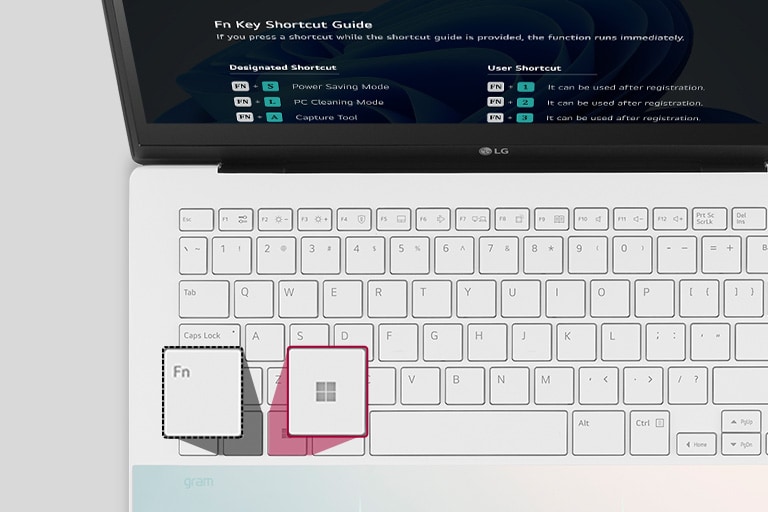 La animación muestra el mapa de atajos de teclado.