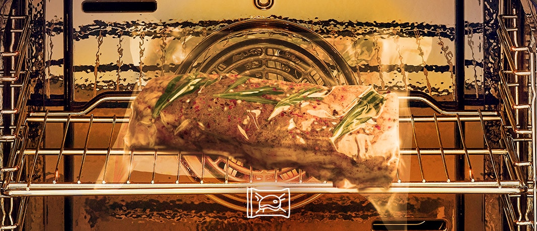 Imagen de carne envasada al vacío cocinada en modo air sous vide.