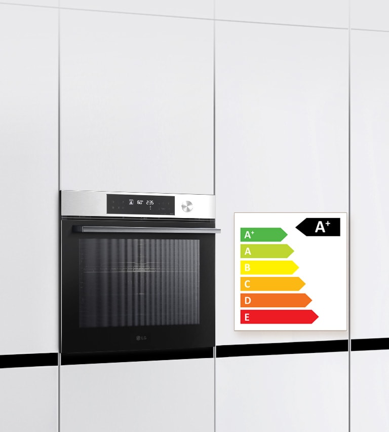 Una imagen que muestra el horno y la calificación energética A+.
