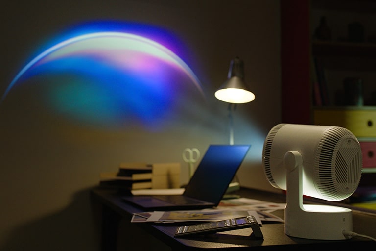 LG CineBeam Projector is projecting interior image C.