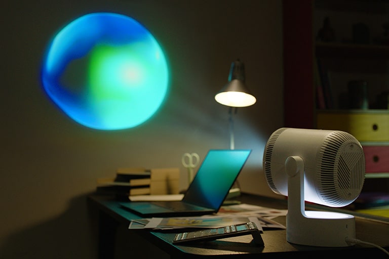 LG CineBeam Projector is projecting interior image D.