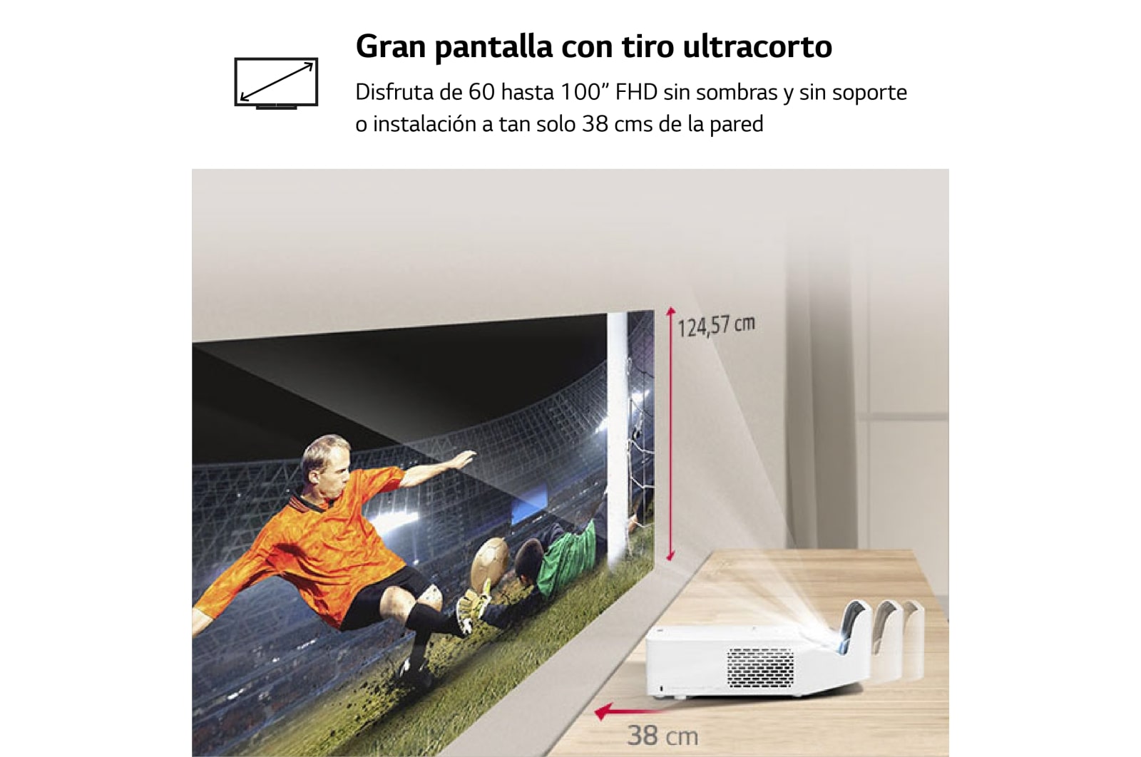 LG Proyector HF65LSR - LG CineBeam de tiro corto (hasta 100", fuente LED, 1.000 lúmenes, 1920 x 1080) 150.000:1, HF65LSR